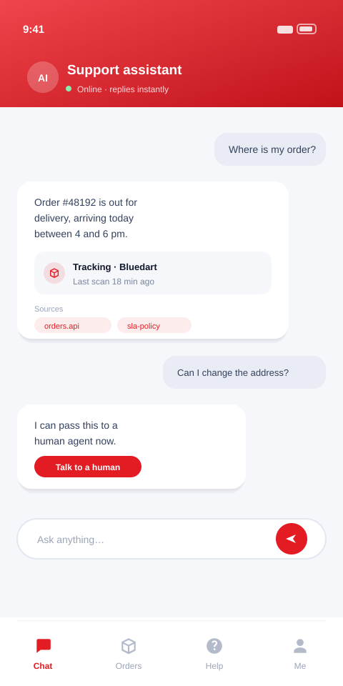 AI support assistant — Customer support interface designed and built by CodeKrypt